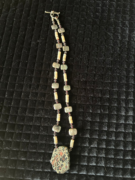 Agate Necklace w/ Pearls & Shellls