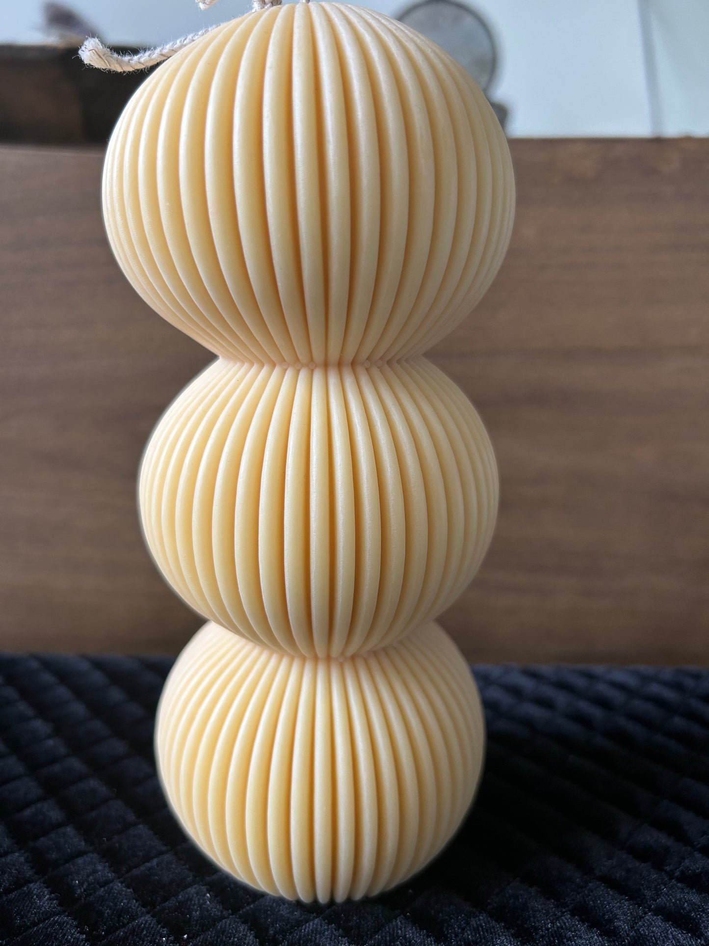 Aura Ribbed Ball Pillar Candle