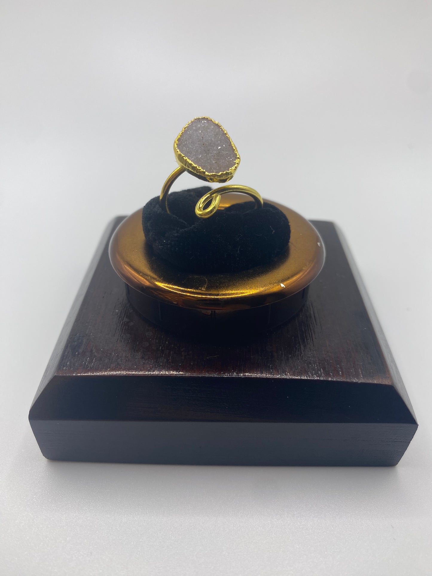 Gold Druzy Spiral Ring 2