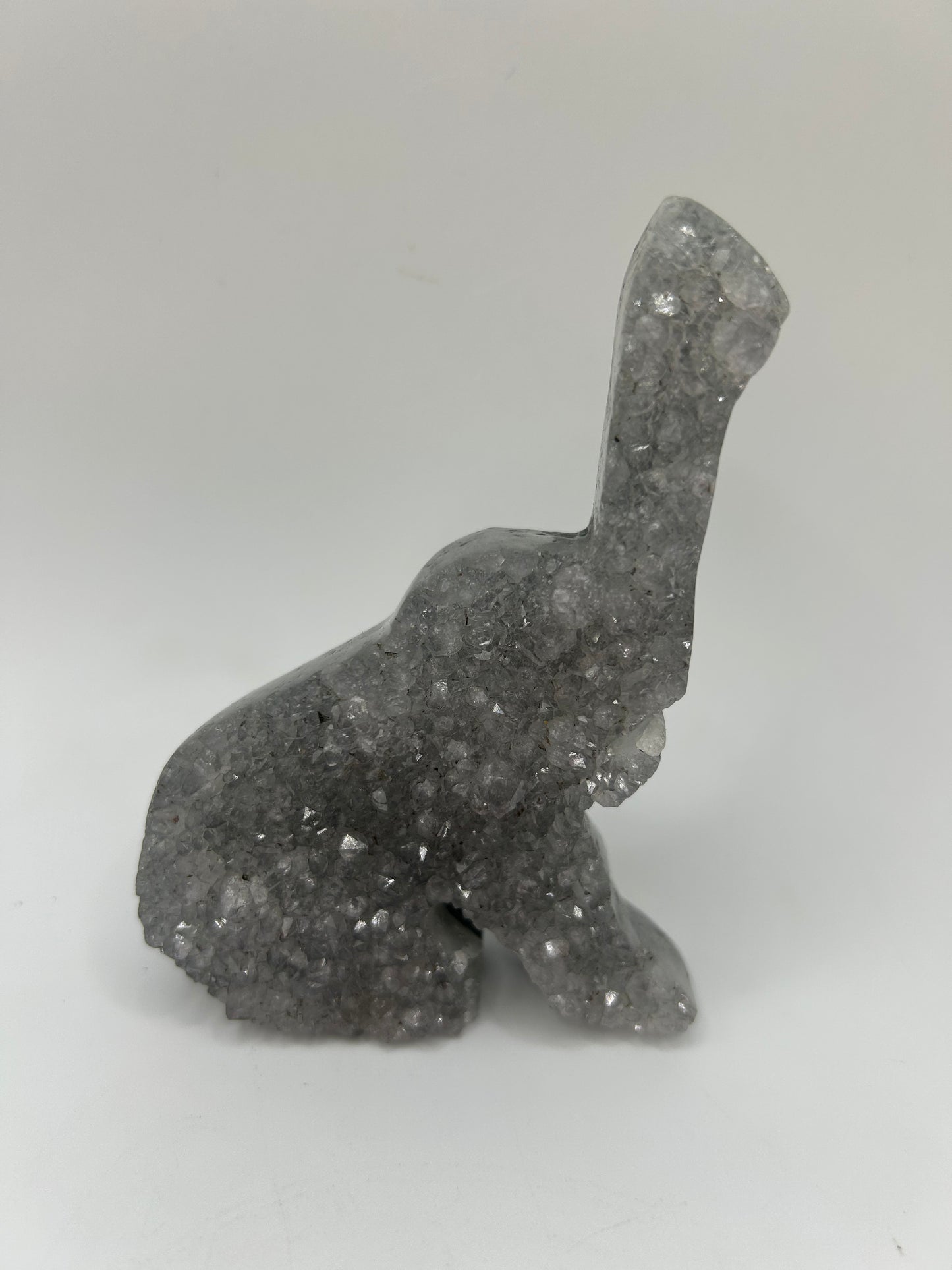 Black Quartz Druzy- Sitting Elephant