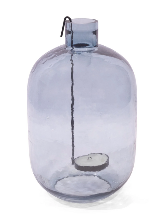 Large Hurricane Votive Tea Light Candle Holder - Blue