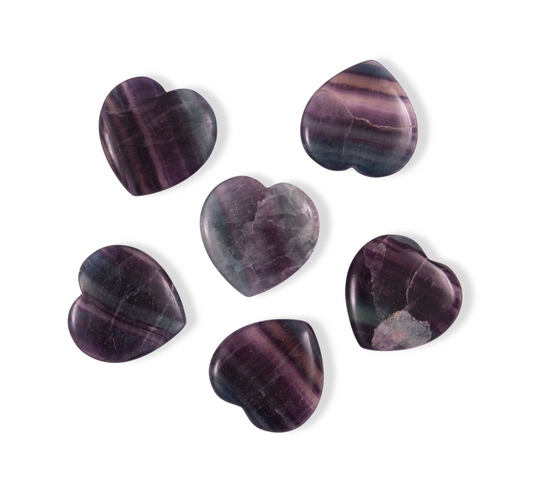 Rainbow Fluorite Flat Stone Hearts