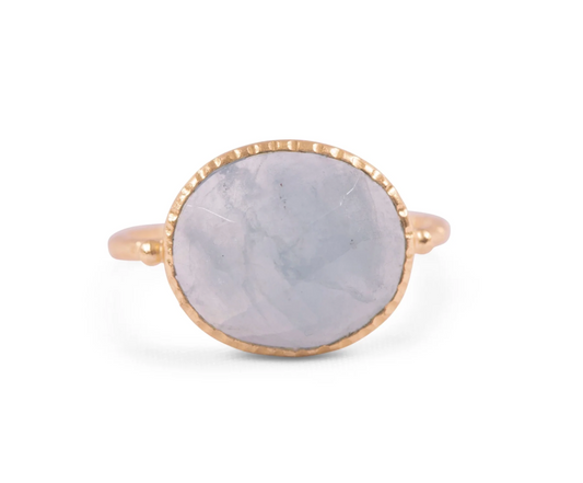 Ring with Aquamarine Stone - Gold Plated