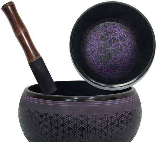 Singing Bowl Round Sided 6" Flower of Life