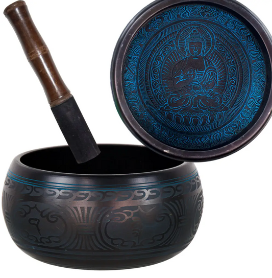 Singing Bowl Round Sides 7" Medicine Buddha