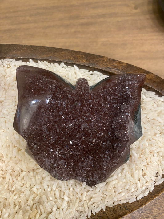 Small Maroon Druzy Stone- Butterfly
