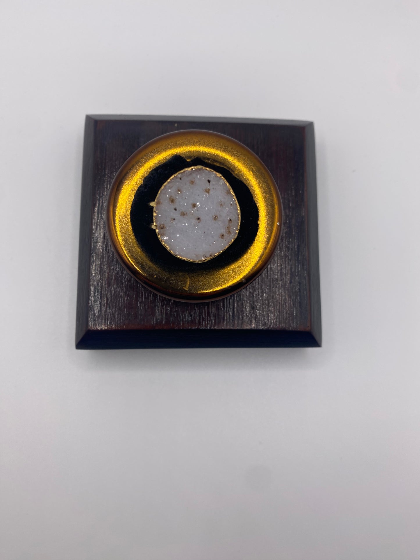 Gold Druzy Double Ring