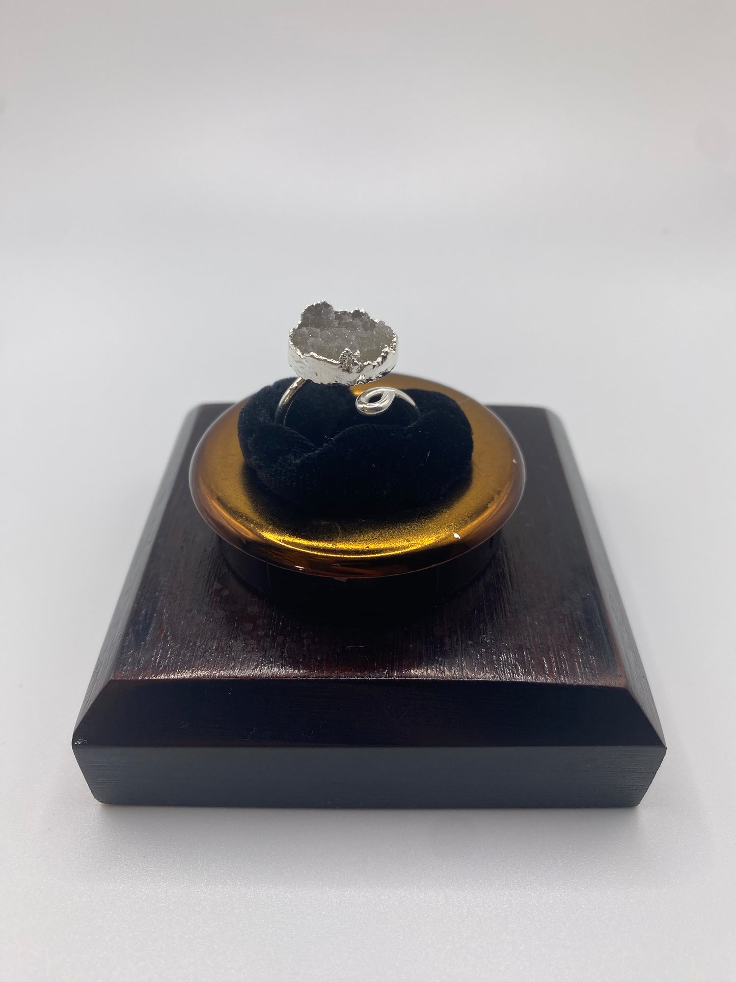 Silver Druzy Spiral Ring 2