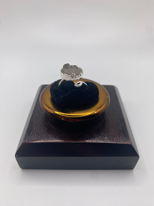 Silver Druzy Spiral Ring 2