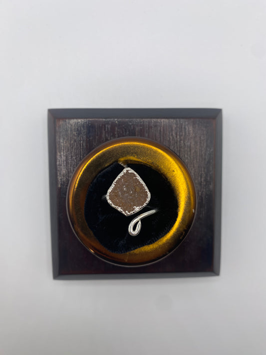 Silver Druzy Spiral Ring 4