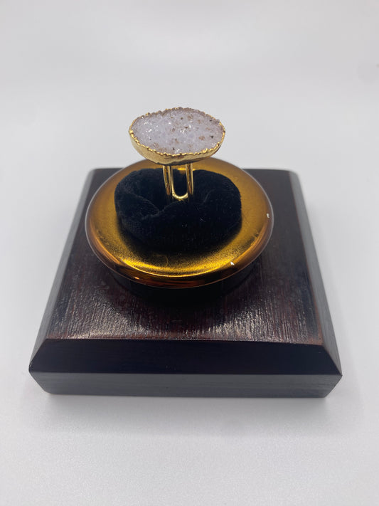 Gold Druzy Double Ring