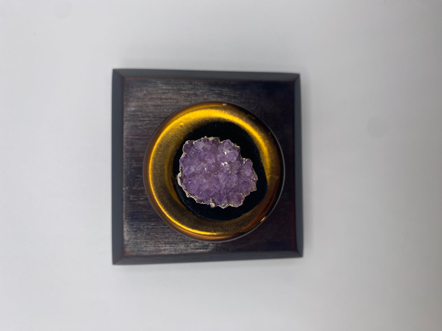 Silver Amethyst Rose Double Ring 2