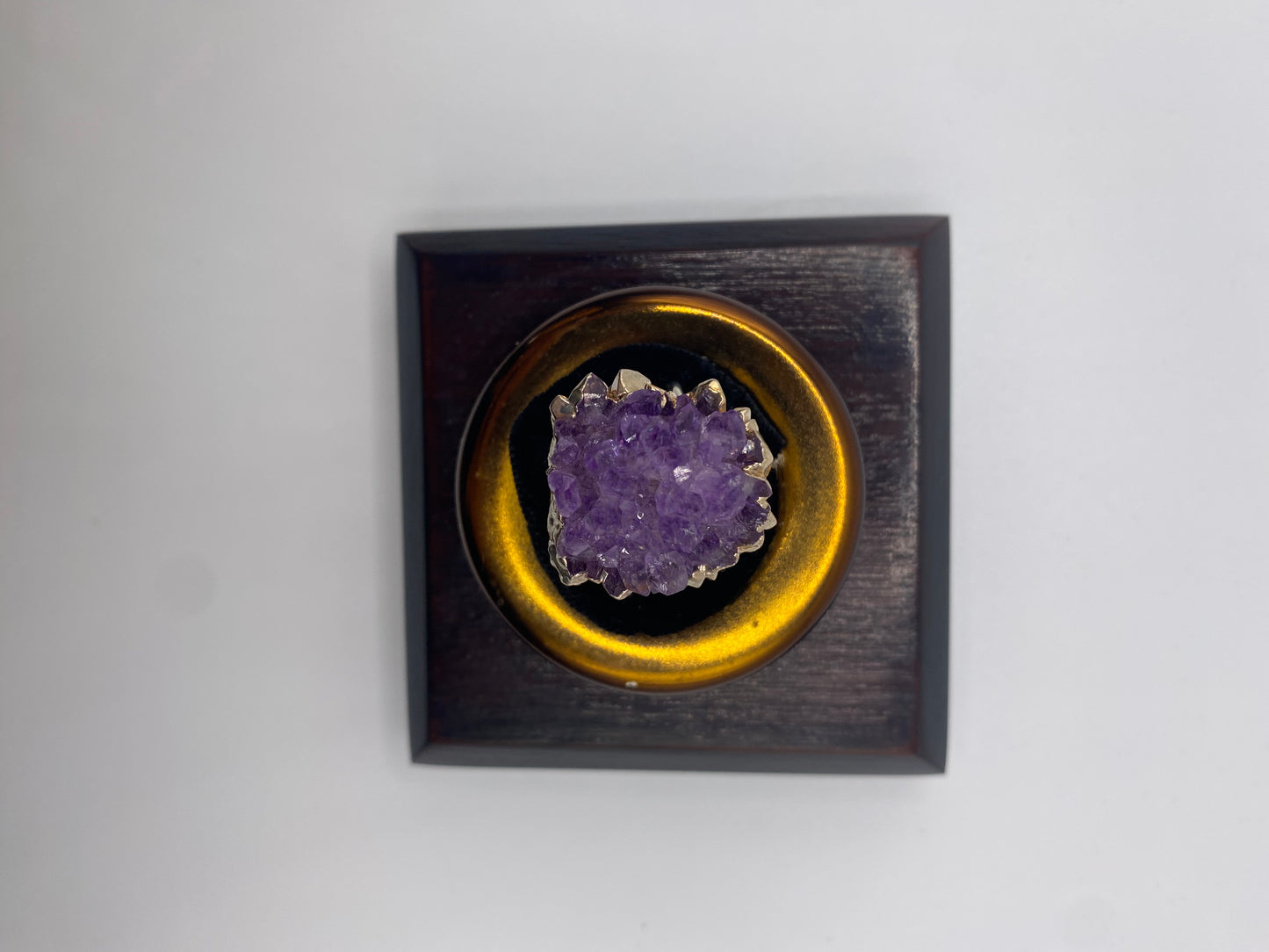 Silver Amethyst Rose Double Ring 1