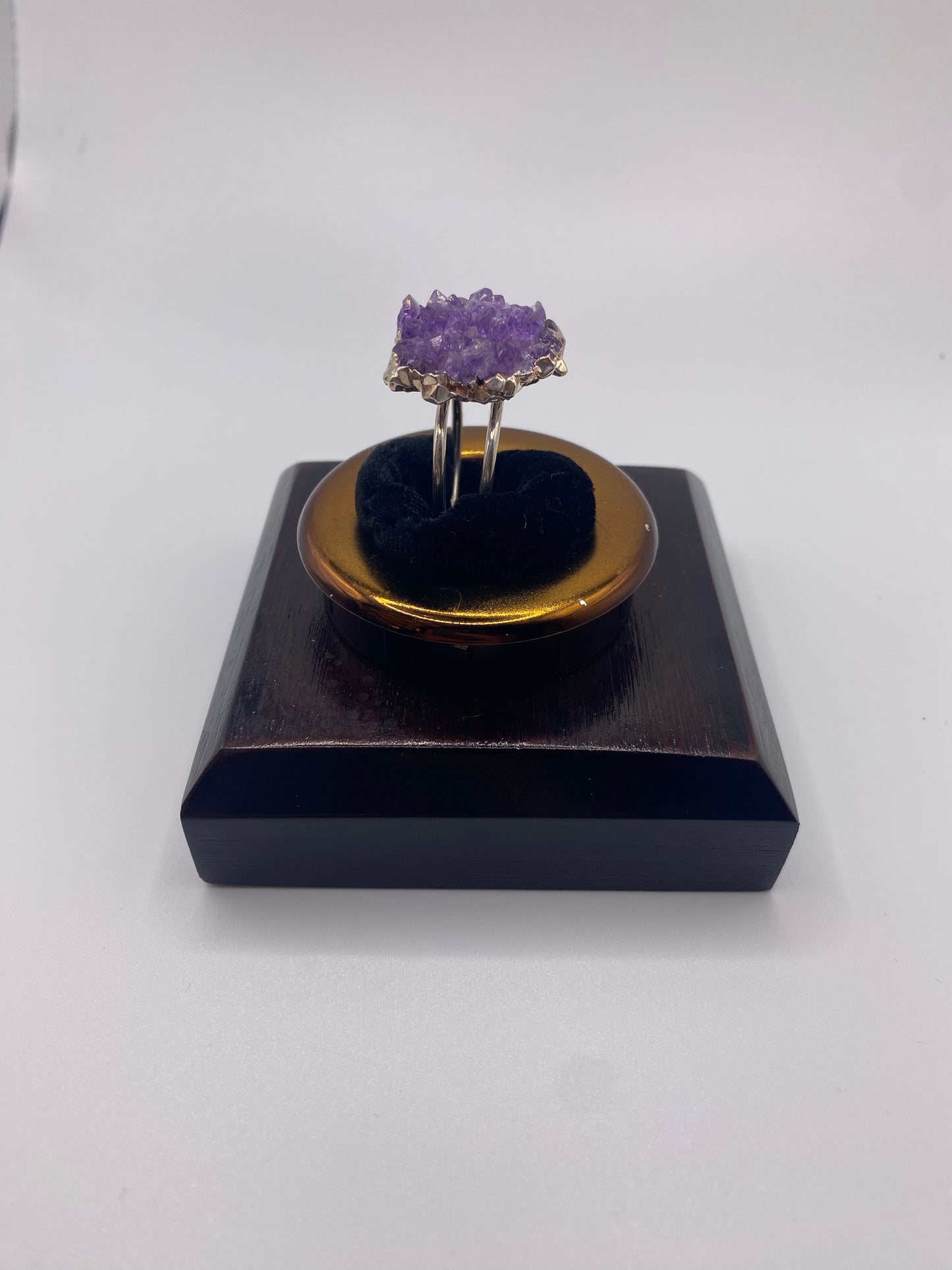 Silver Amethyst Rose Double Ring 1