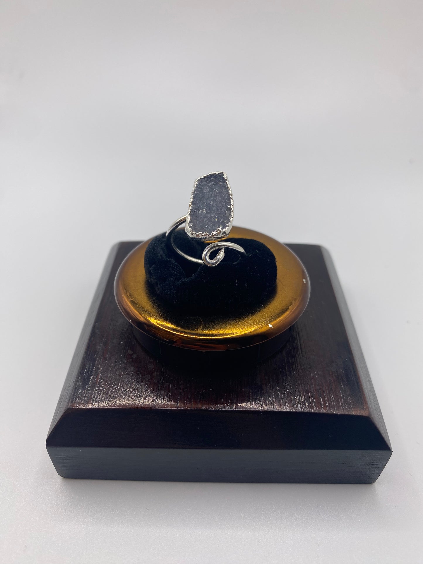 Silver Druzy Spiral Ring 1