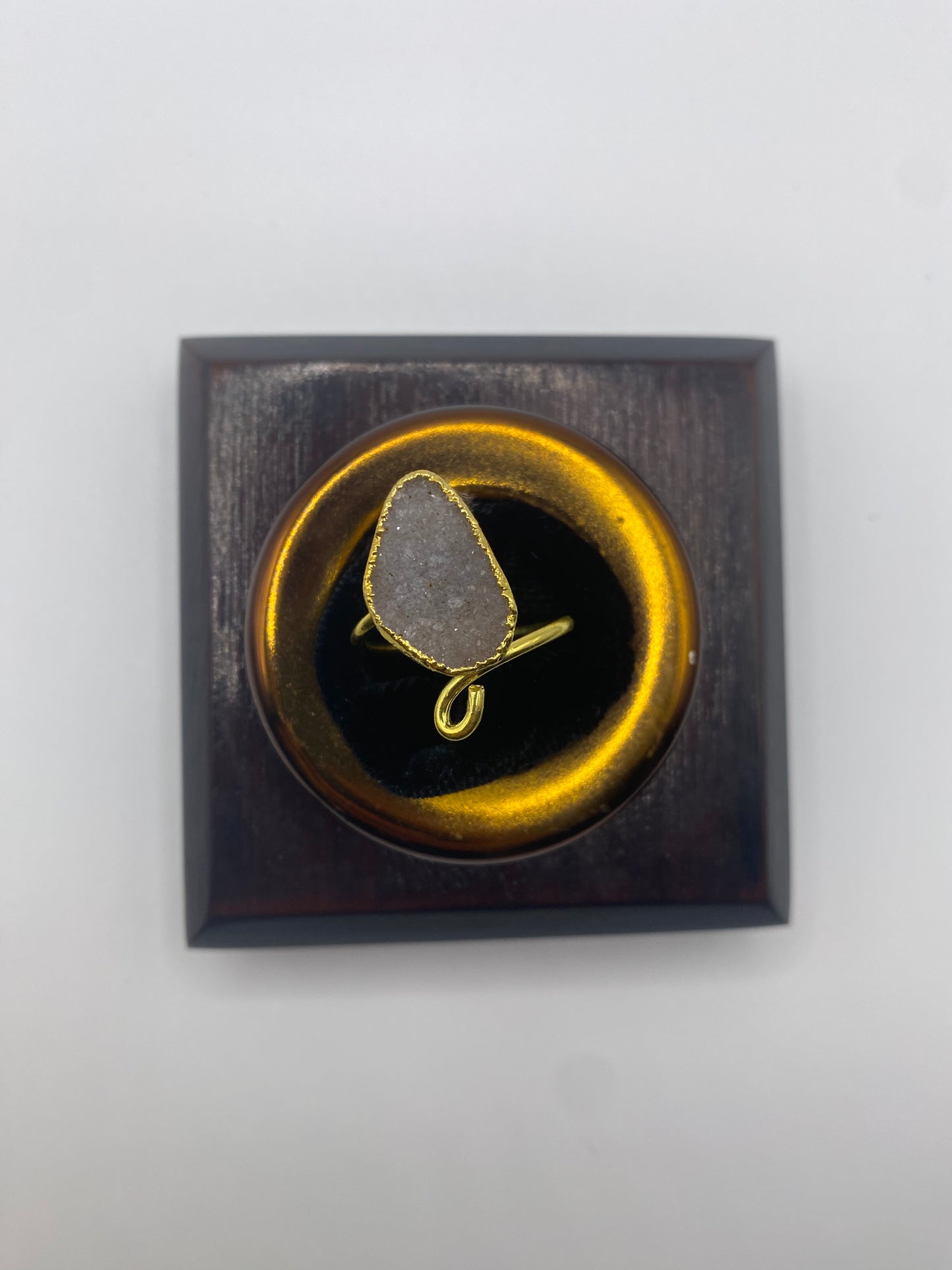 Gold Druzy Spiral Ring 2