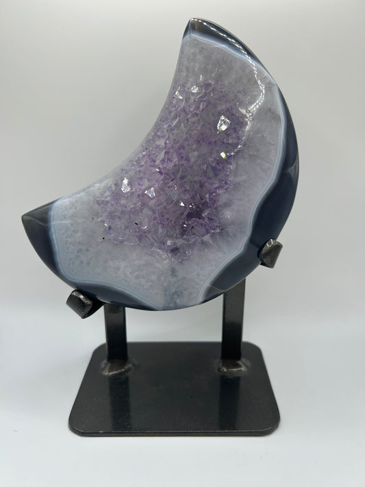Large Amethyst Stone- Moon in Stand