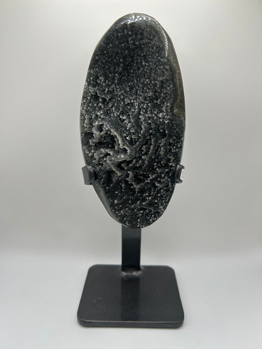 Black Druzy Stone-Special Formation on Stand