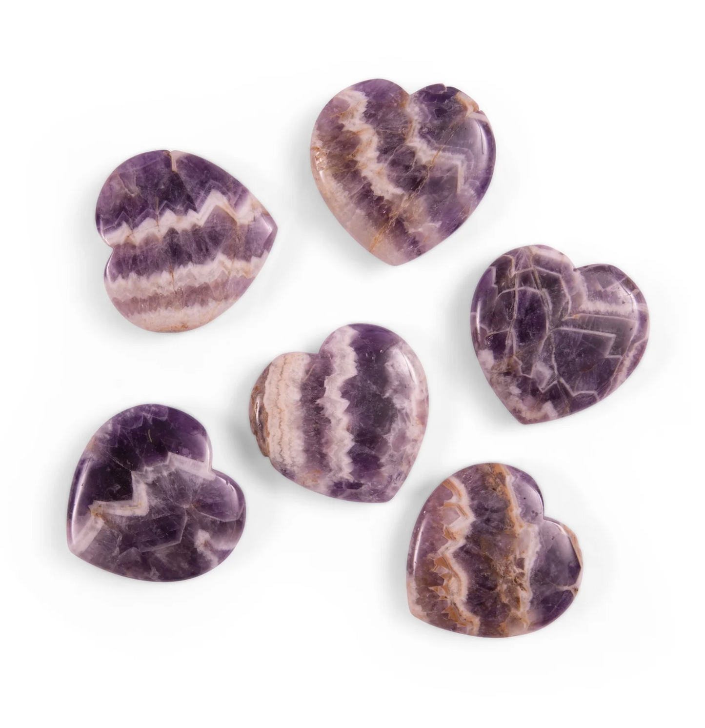 Amethyst Flat Stone Hearts