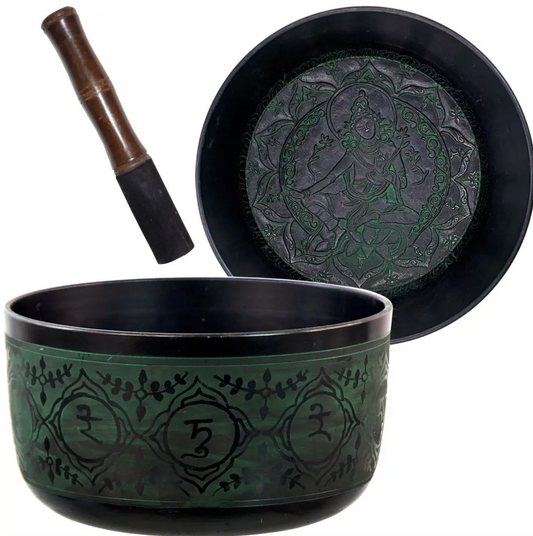 Singing Bowl Rounded 6" Green Tara