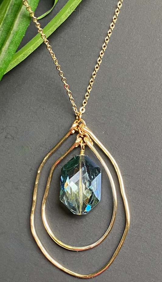 Hammered Gold Multi Layered Necklace